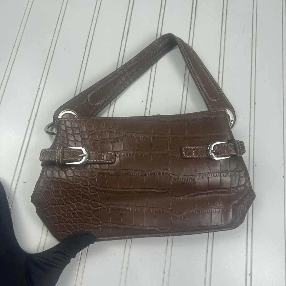 Tommy Hilfiger Vintage Y2K Brown Crocodile-Embossed Shoulder Bag - Picture 5 of 13